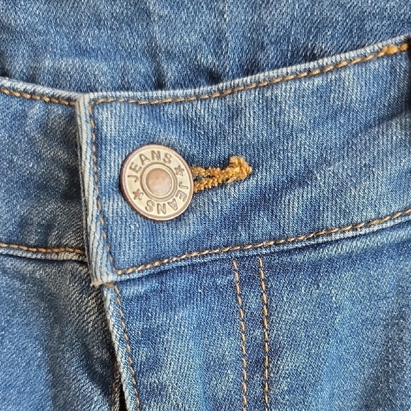 Blue and Yellow Straight Leg Jeans with Playful Dinosaur Patch - Picture 4 of 6
